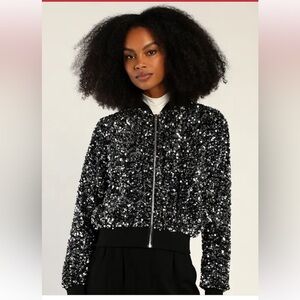 LULUs NNW…Sequin Embellished Black Jacket…SZ M